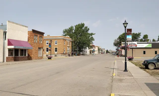 Main Street looking down the brick storefronts